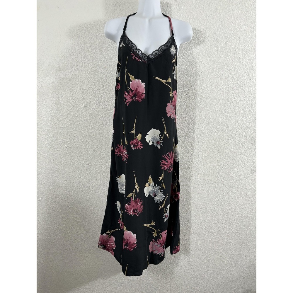 Band Of Gypsies Dress Womens XS Black‎ Rose Floral Lace Slip Midi Y2K Style